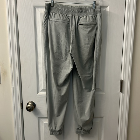 Athleta Brooklyn Textured City Stripe Coast Green joggers - size 10P - Picture 2 of 4
